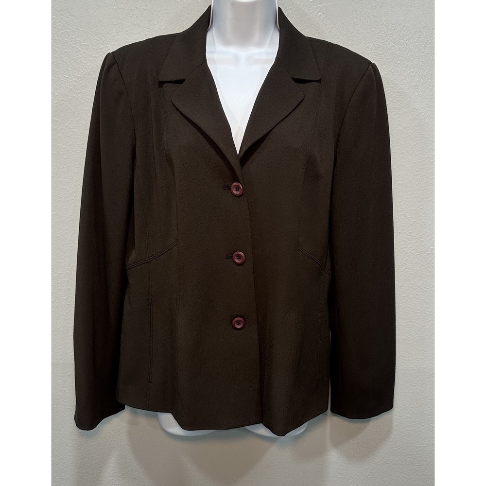 Rafaella Blazer Womens Sz14 Brown Full Lining Single Breast Buttons Long Sleeves